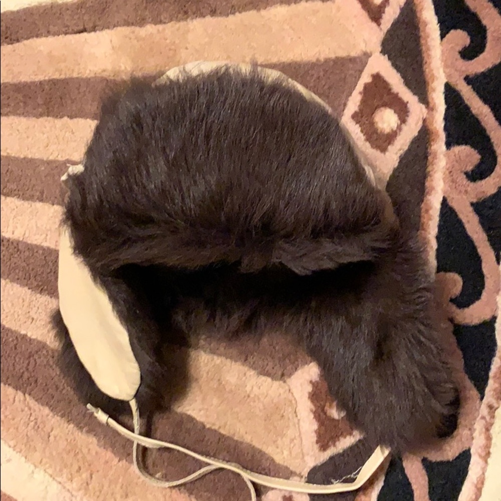 Genuine leather shearling boys aviator hat.